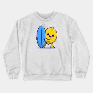 Cute Lemon Surfing In The Sea Cartoon Crewneck Sweatshirt